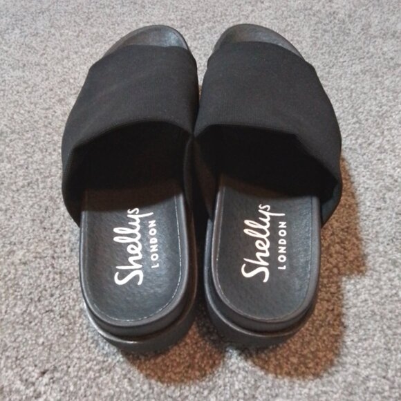 Shellys London Black Kora Sandals Platform Slides size 9 - Picture 4 of 6